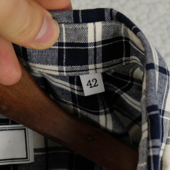 Ami Alexandre Mattiussi Shirt Mens 42 Extra Large White Black Plaid Button Down - Picture 8 of 10